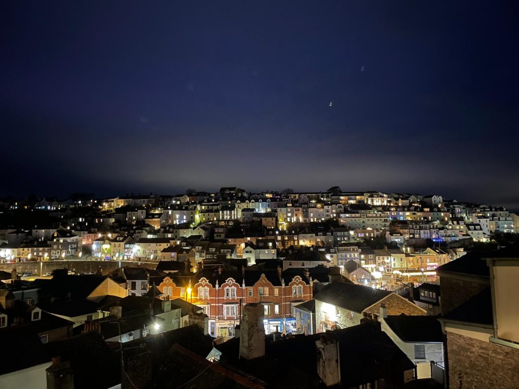 Brixham at night - Furzham side viewed from North View Road 